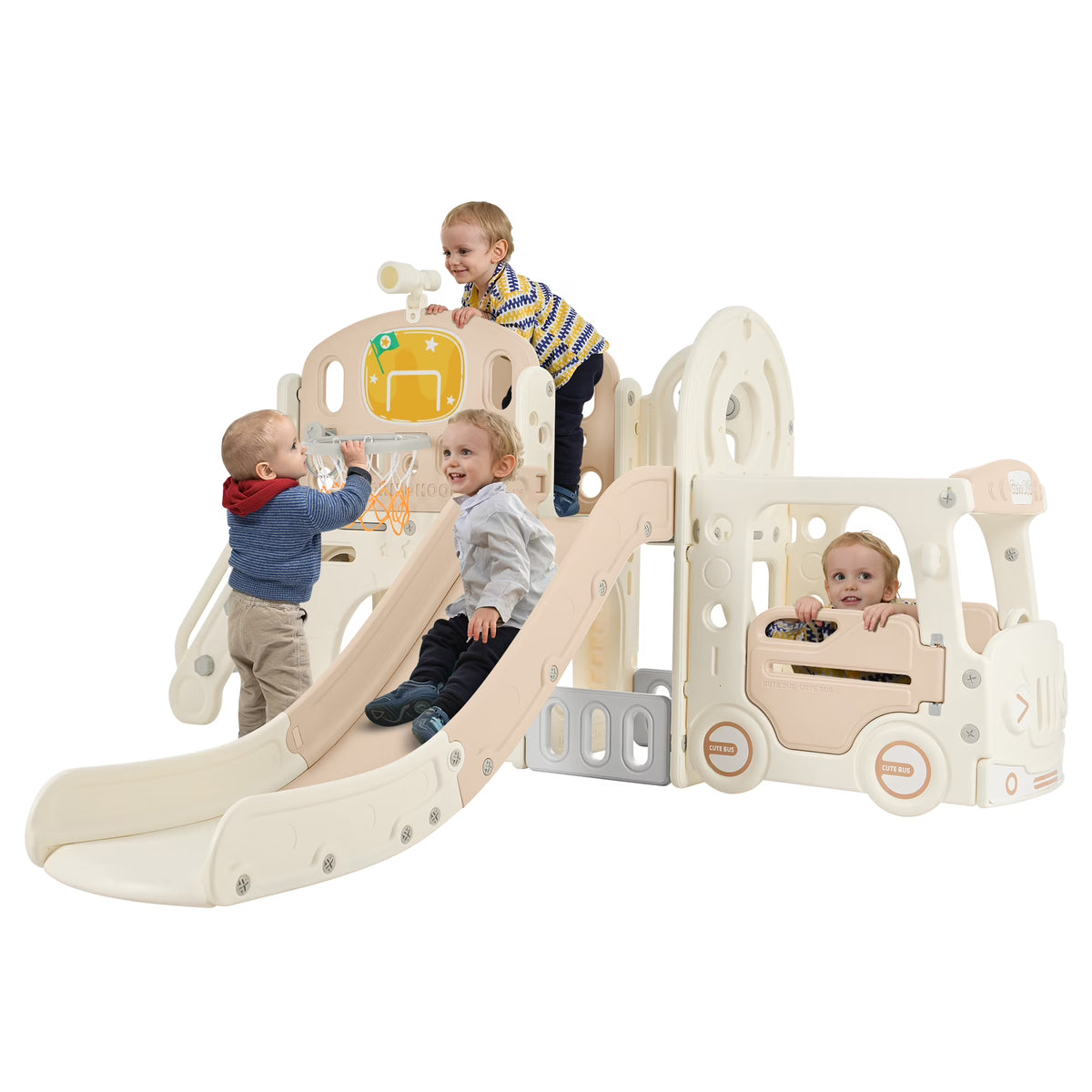 9 in 1 Kids Slide Playset with Basketball Hoop I542759
