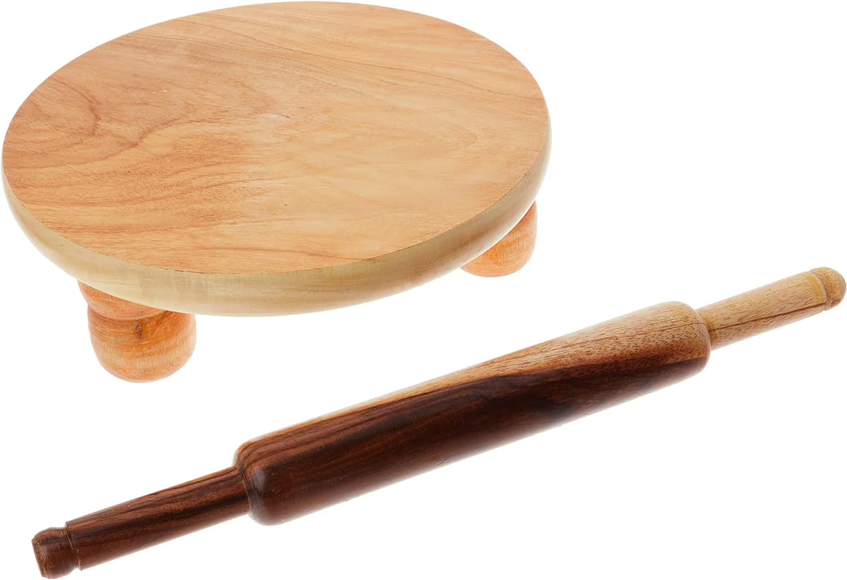Manual Wooden Roti Chapati Tortilla Presser Maker With Rolling Pin, 10-Inch E8664