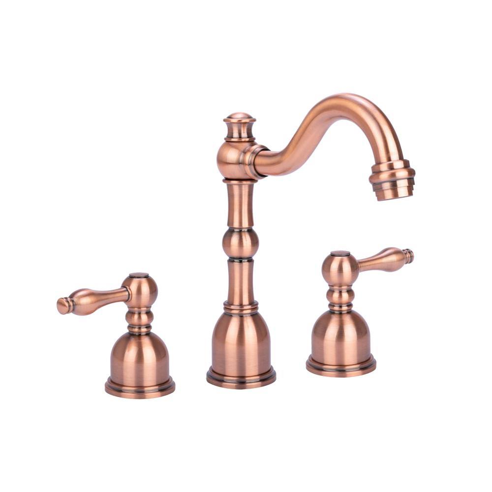 Victorian Widespread Bathroom Faucet Antique Copper I9684