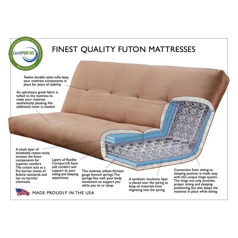 Mocha Brown/Black Full Futon with Fabric Mattress F80617