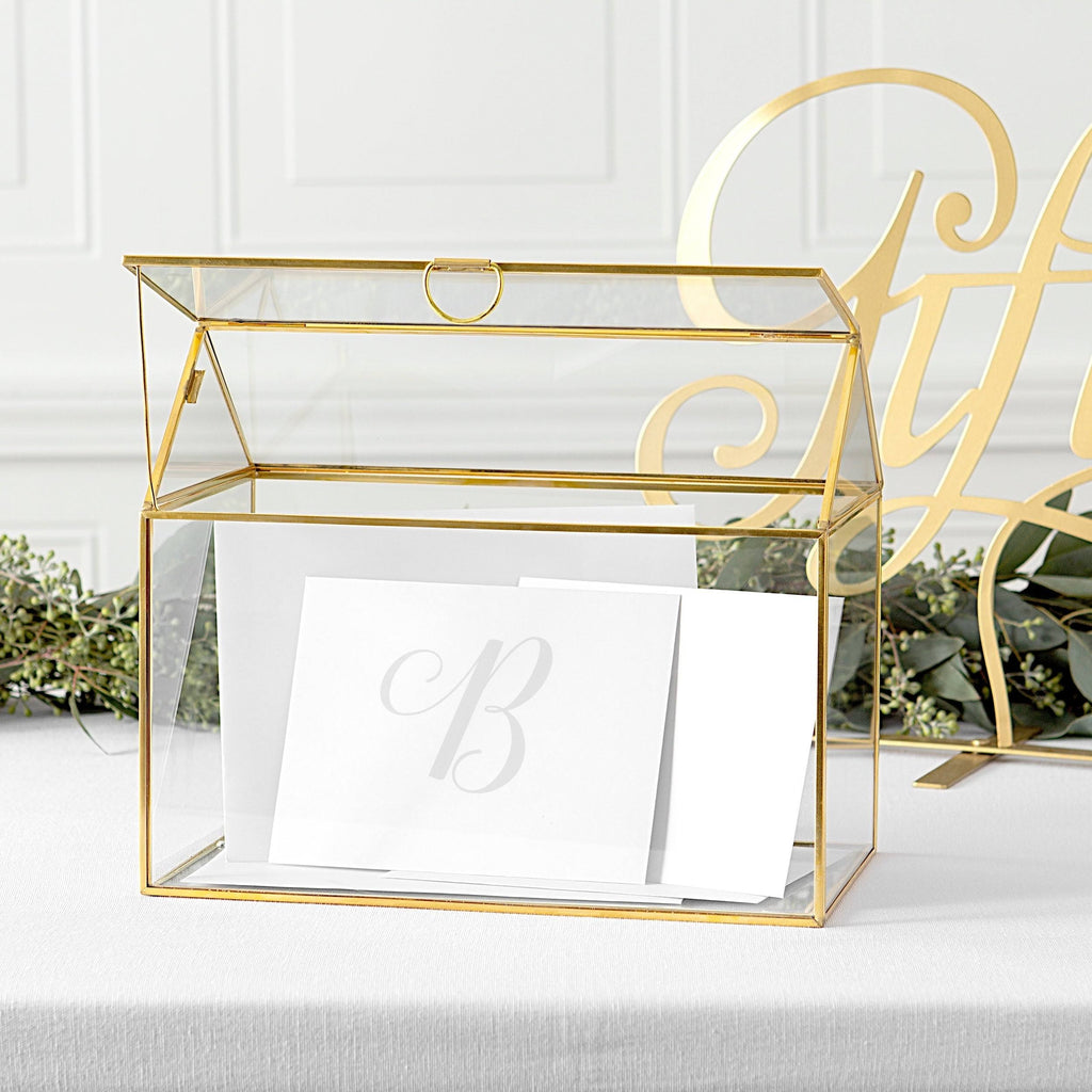 Gold Wedding Glass Terrarium Card Holder E494427