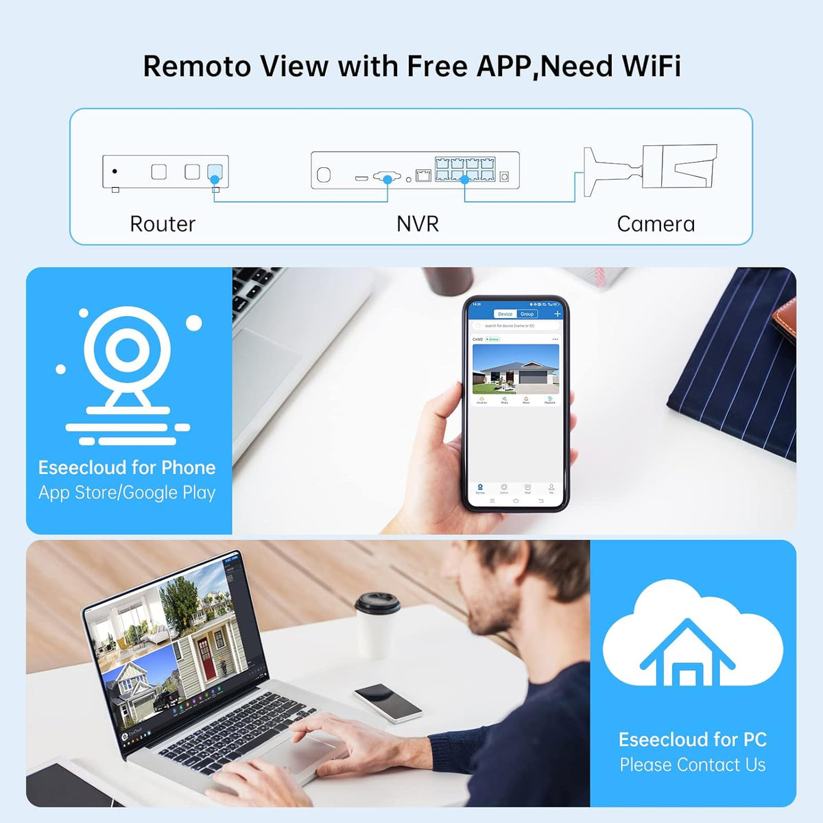 5MP PoE Security Camera System with Audio 3TB Hard Drive T453156