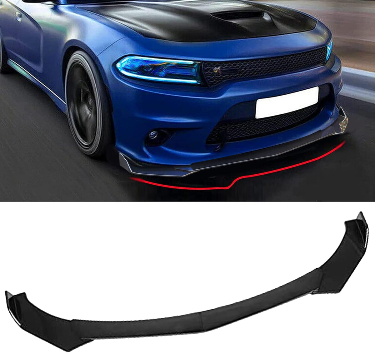 Gloss Black Front Bumper Lip Spoiler ABS Pack of 2 S72063