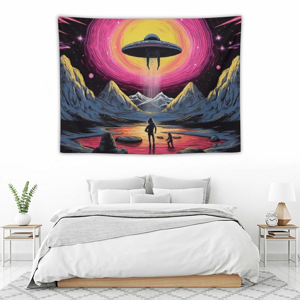 UFO Astronaut Galaxy Space Wall Art Tapestry S5018