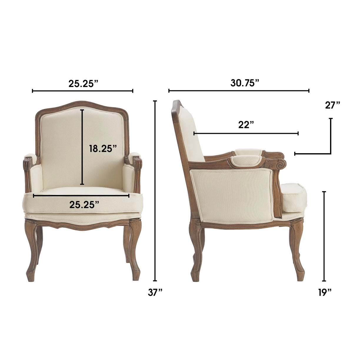 Cream Upholstered Accent Armchair Y47852