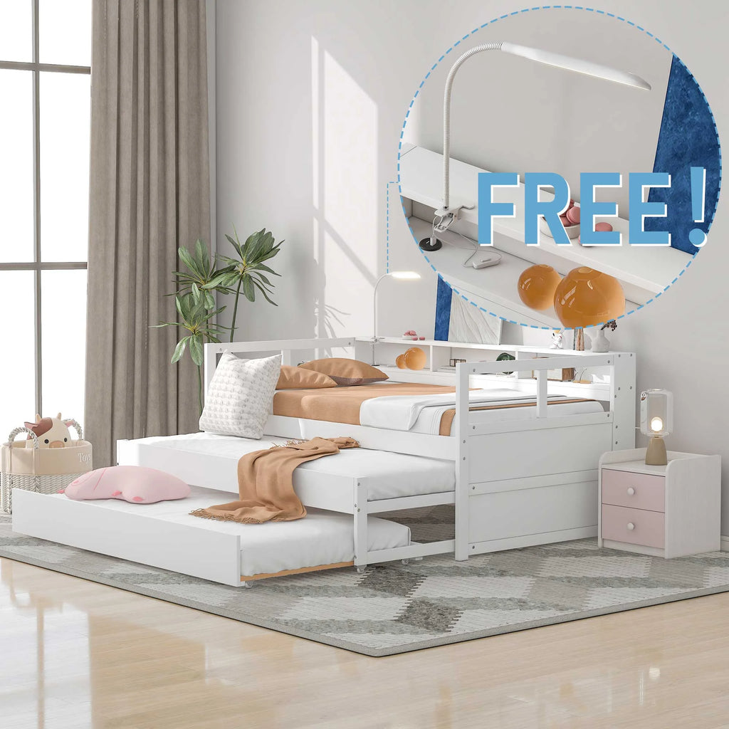 Twin Platform Bed with Storage Shelf and USB Charging X709