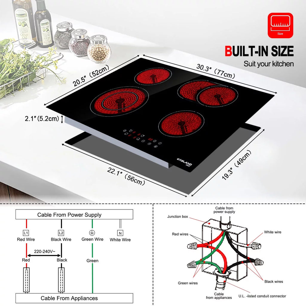 30" 4 Burners Ceramic Glass Electric Cooktop G682753