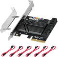 PCIe X4 6 Ports SATA III Expansion Card 6 Gbps with 6 SATA Cables T35794