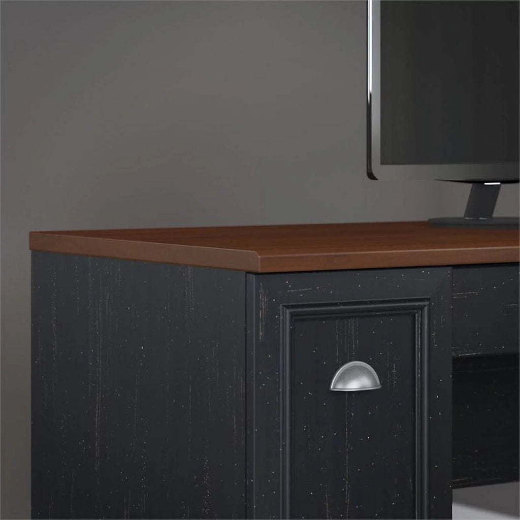 L-Shaped Wood Computer Desk in Black J355468