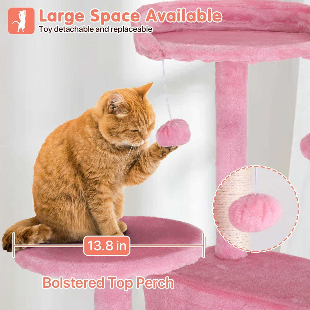 54-in Double Condo Cat Tree Tower Playhouse with Scratching Post & Perch K882