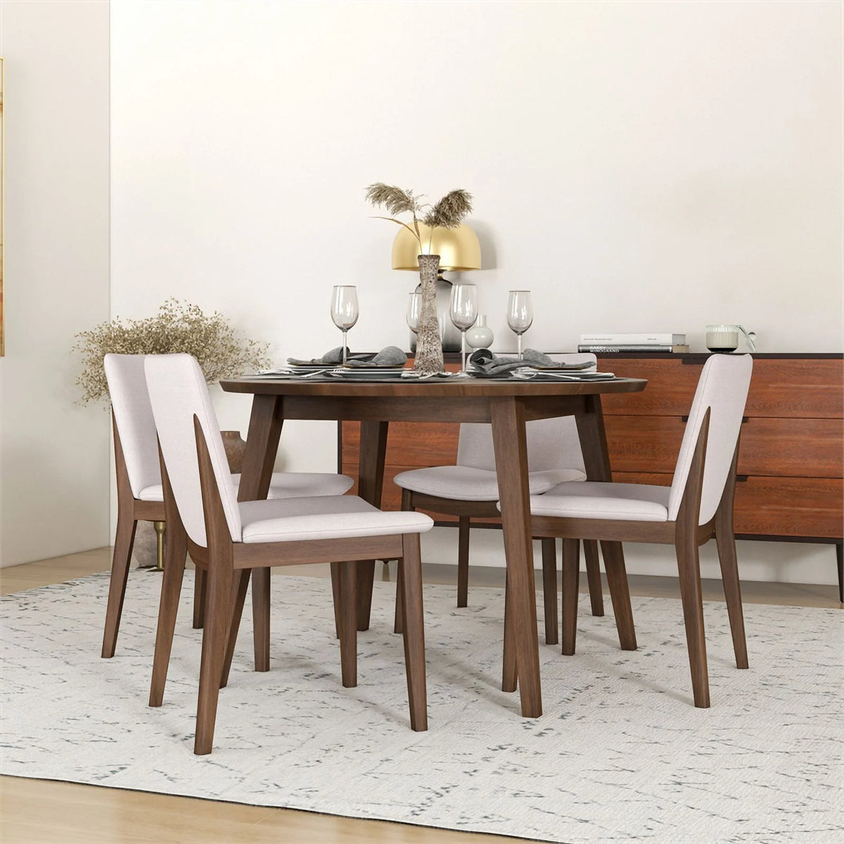 Solid Wood Dining Table and 4 Chair Set C37517