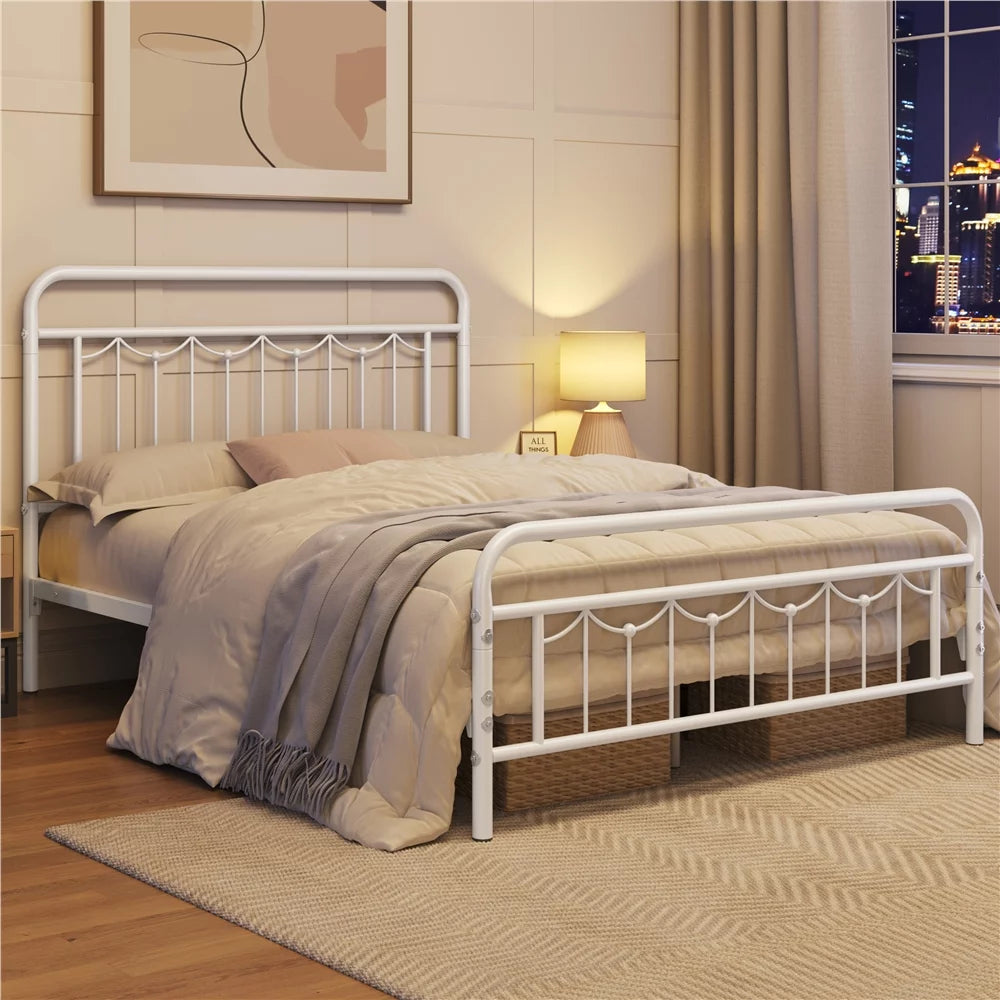 Twin Metal Platform Bed with Headboard and Footboard Z24343