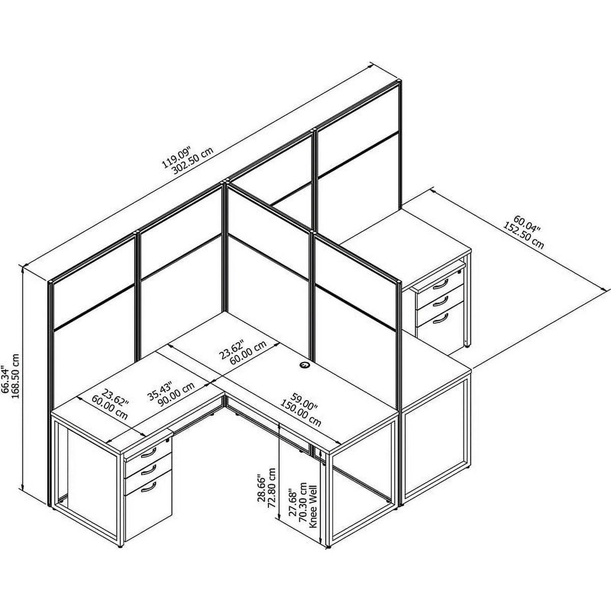 L Shaped Cubicle with Storage in Brown E69978