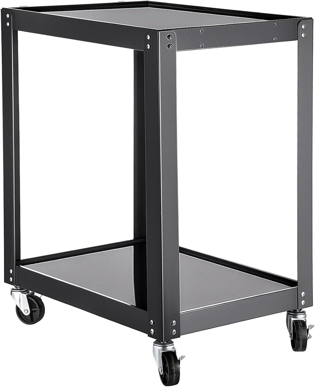 AV Cart with Power Strip, 2 Shelves, 4 Rolling Casters and 2 Locking Brakes O775