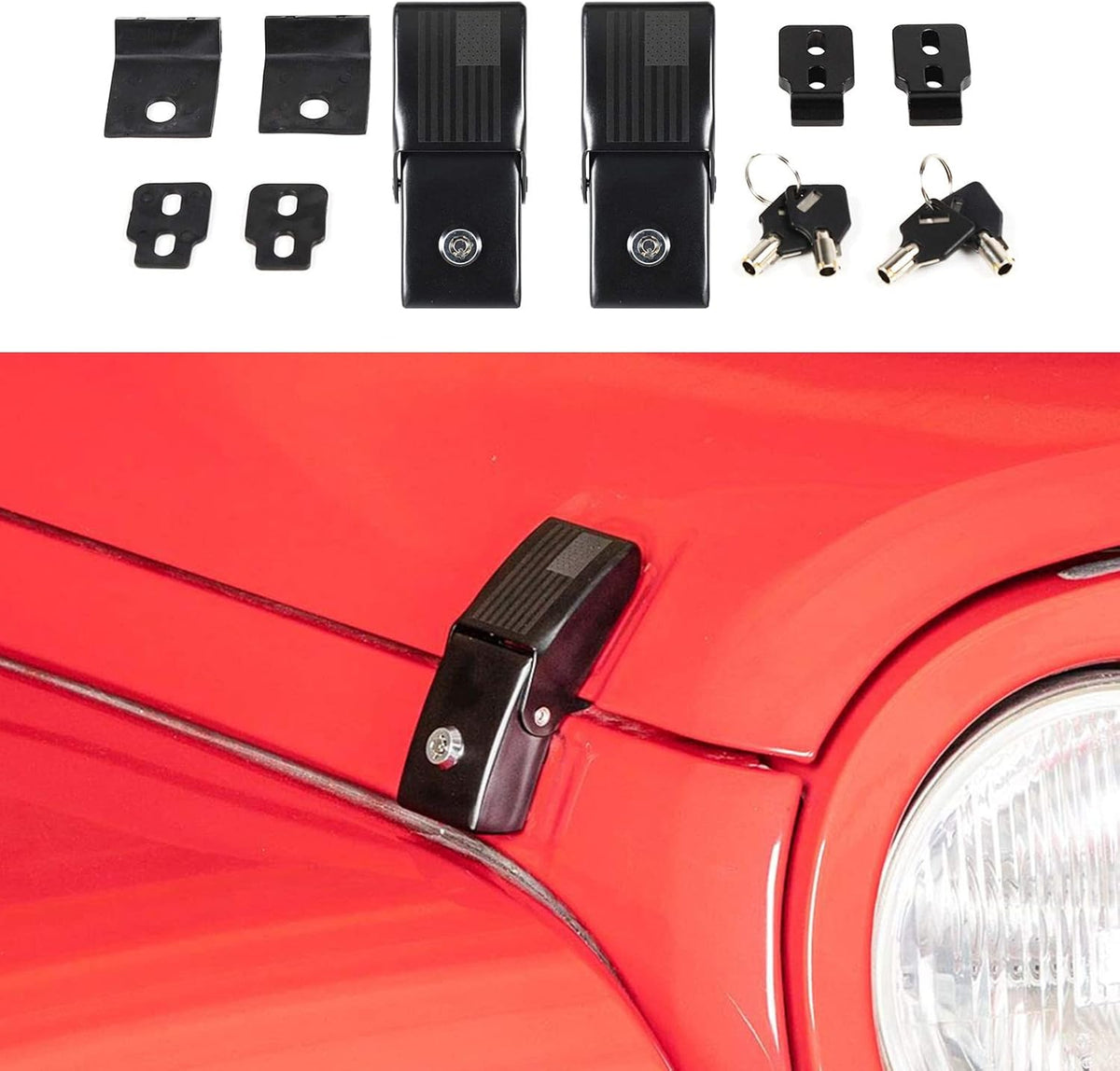 Hood Latches Locking Hood Catch Kit Aluminum Alloy R5652