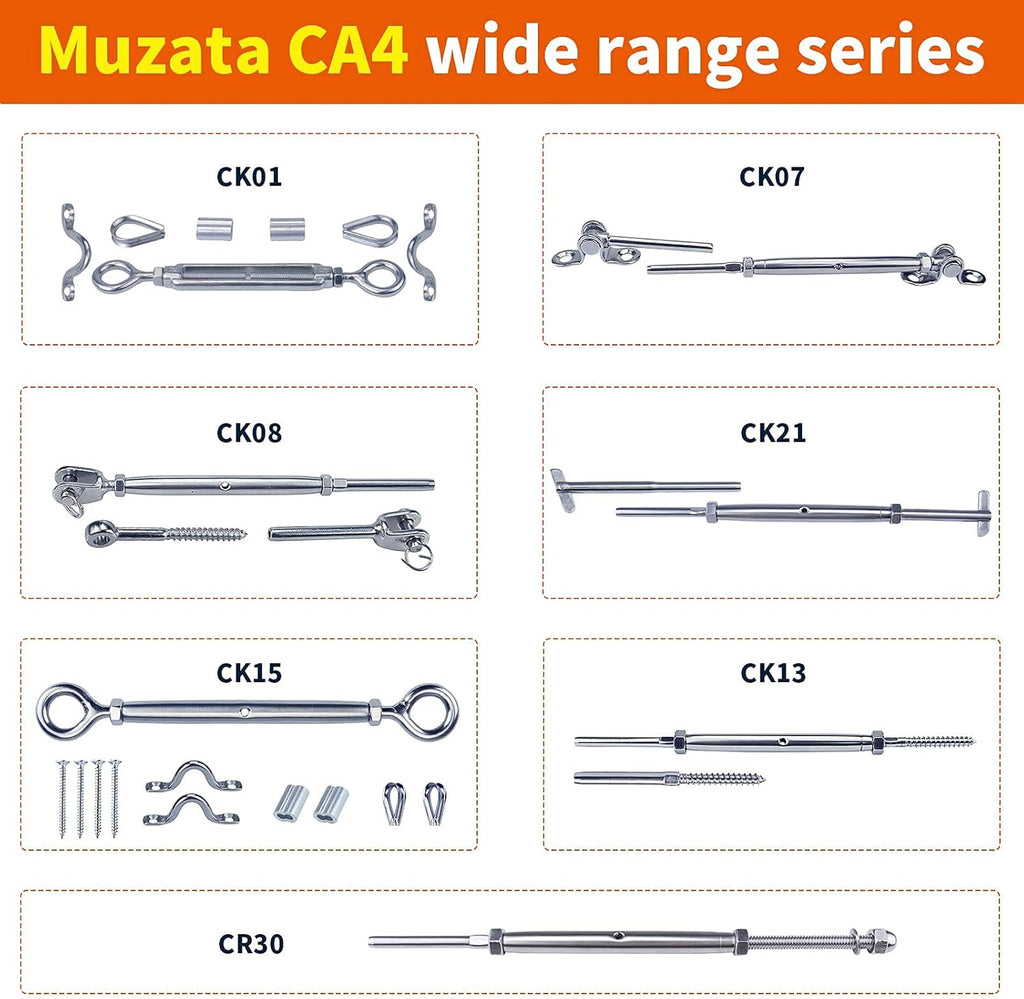 20 Set 1/8 T316 Stainless Steel Cable Railing Kit B794009