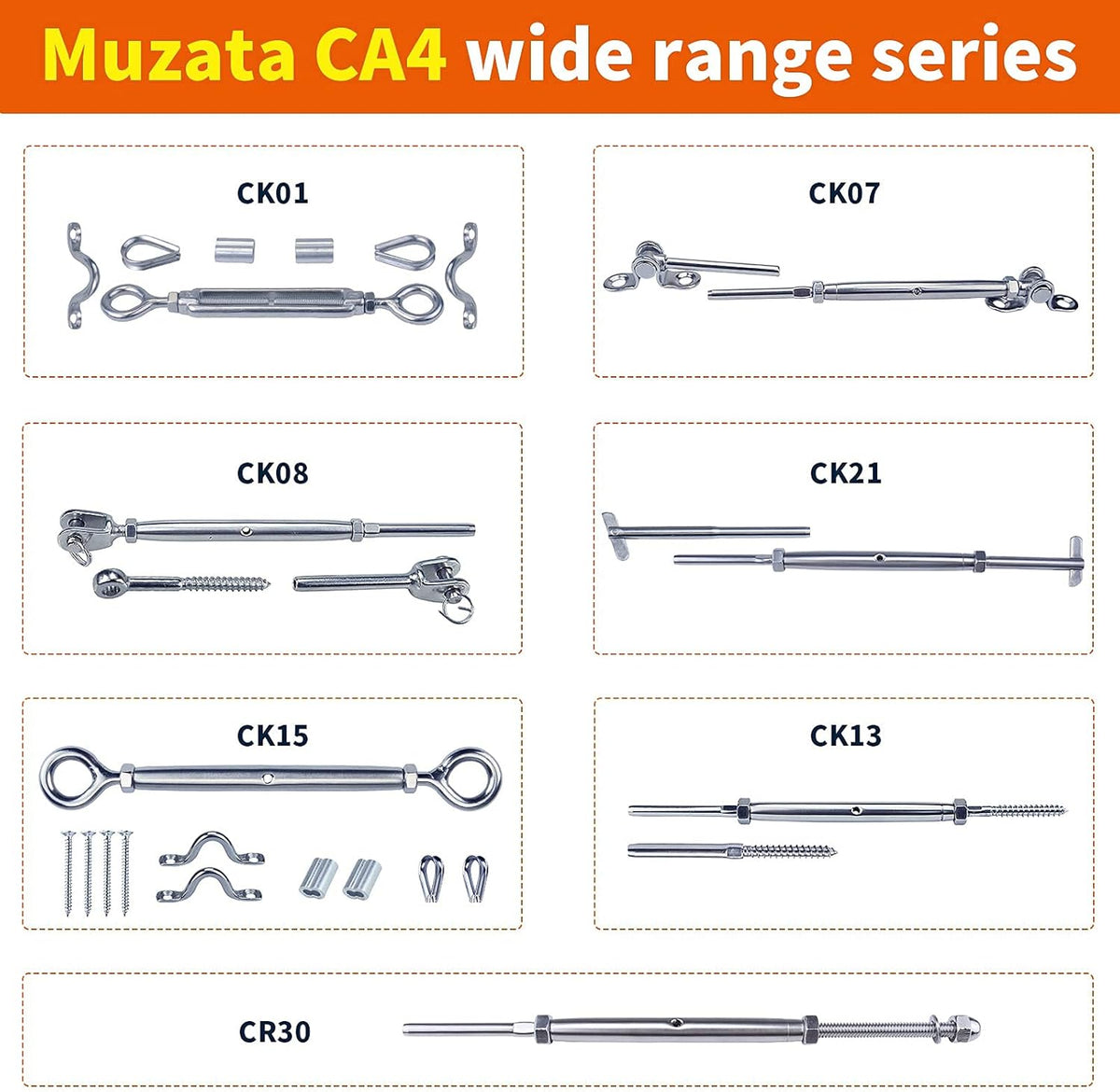 20 Set 1/8 T316 Stainless Steel Cable Railing Kit B794009