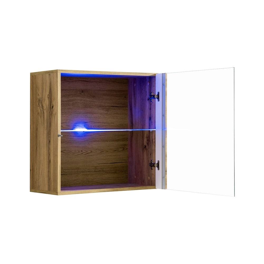 Oak Wall Mounted Floating Bookcase Cabinet Z38656