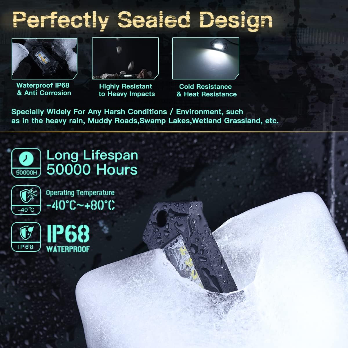 White 8Pods IP68 Waterproof LED Rock Lights Q616