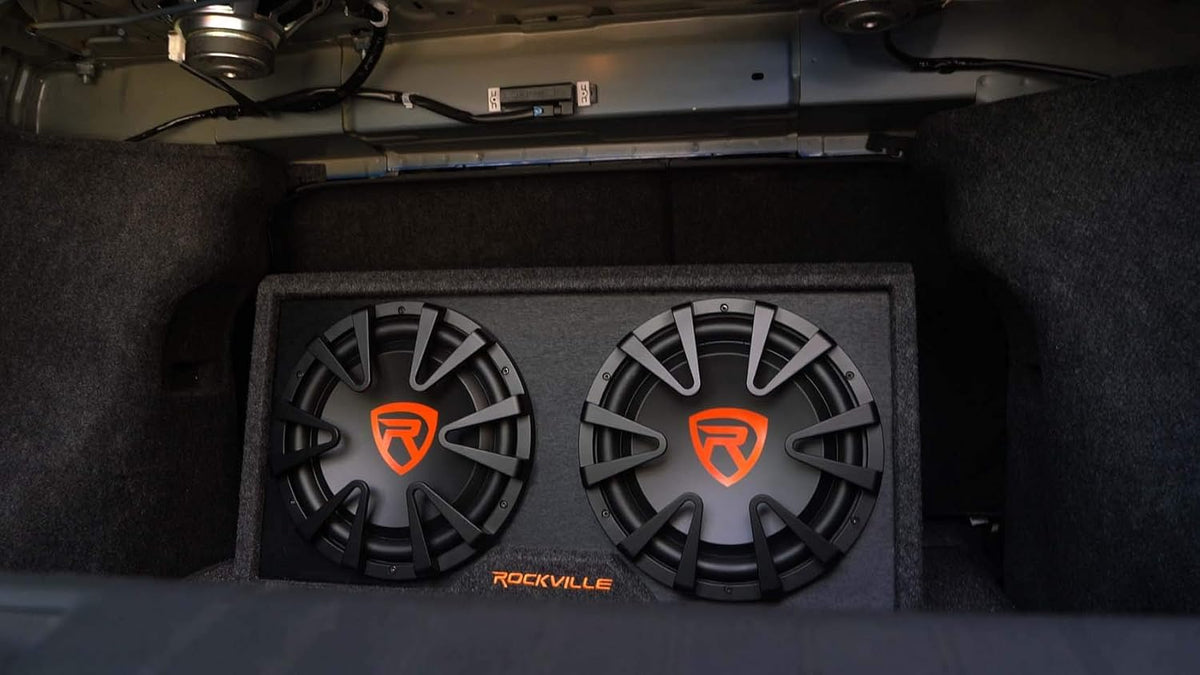 12 inch Vented Powered Car Subwoofer Enclosure 2000 Watt with 4 Gauge Amp Wiring Kit V37612