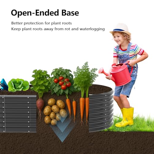 8x4x2ft Galvanized Raised Garden Beds Oval Planter Boxes W452