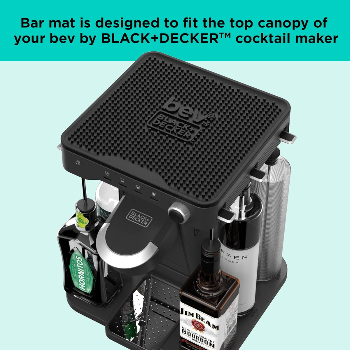 Cocktail Maker Machine, Bar Mat, and Glass Liquor Dispenser Bottles C25680