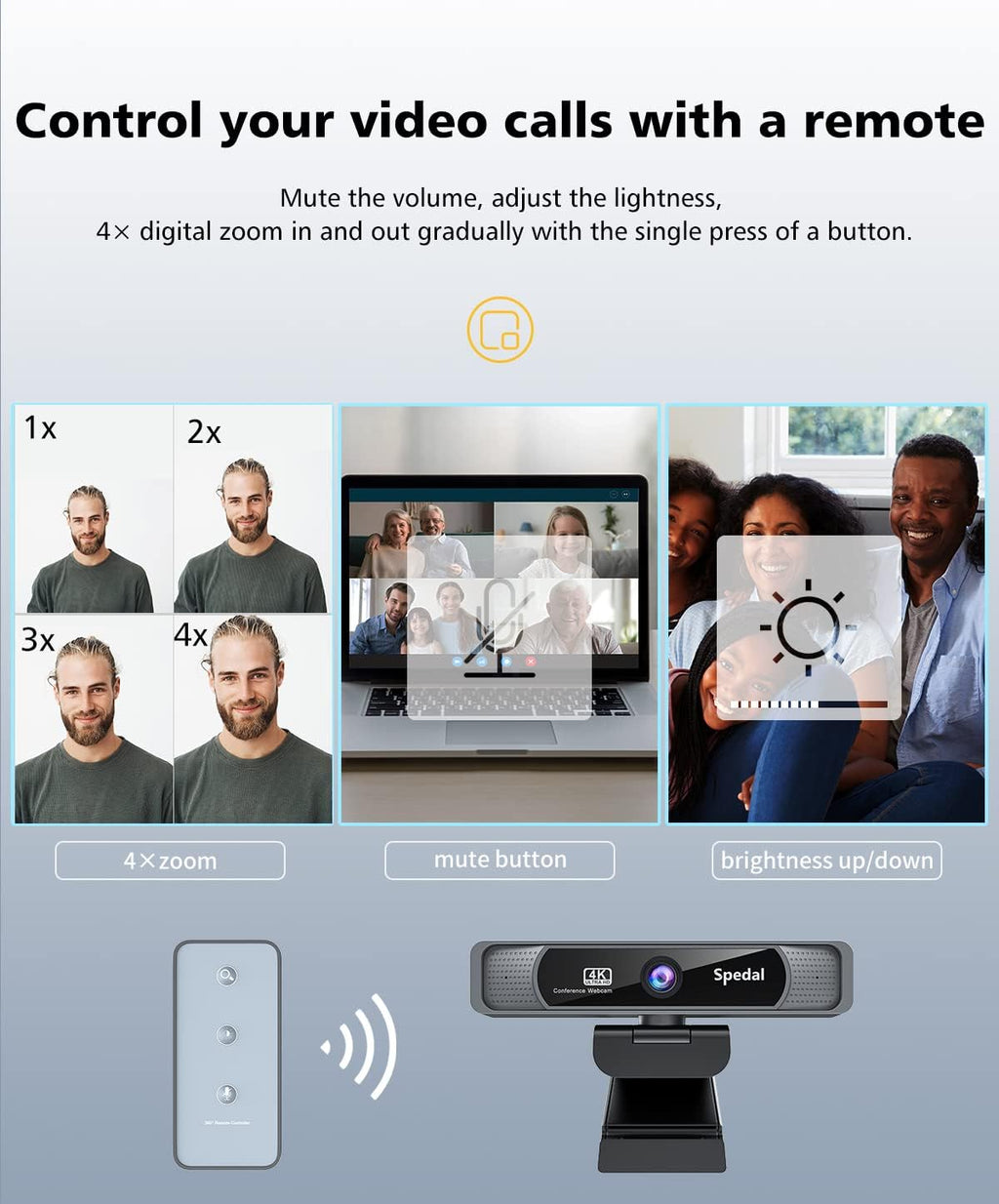 4K Wide Angle Webcam with Dual Microphones P321892