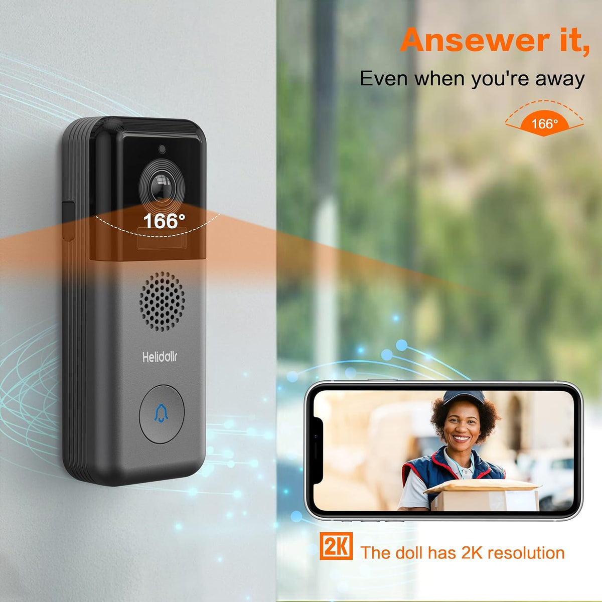 2K Wireless Video Doorbell Camera J767