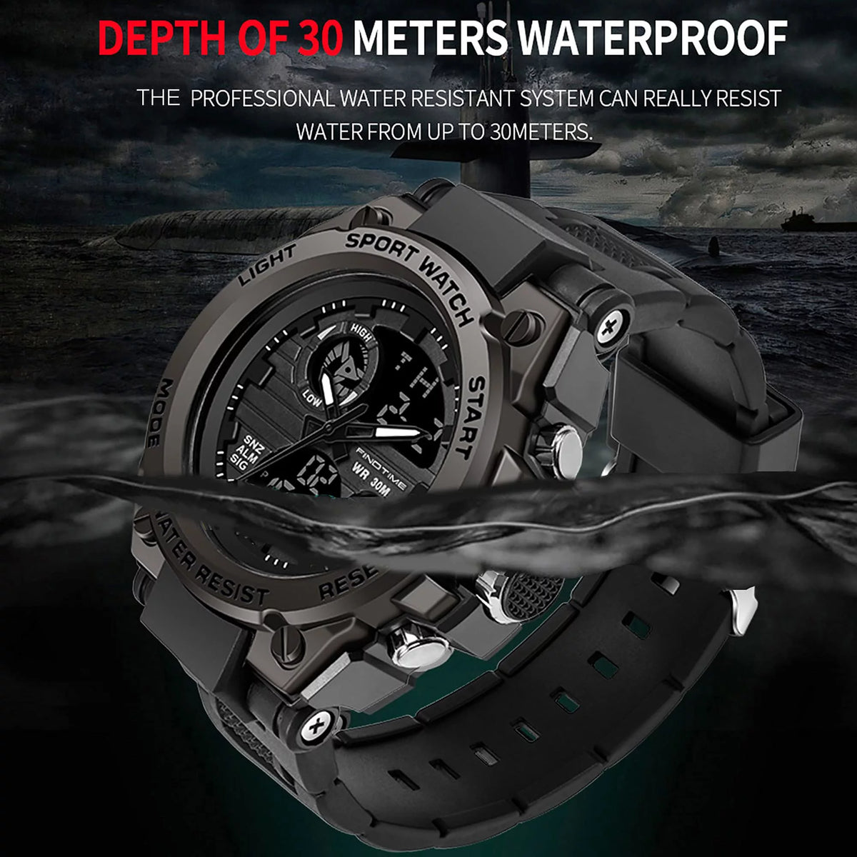 Men's Military Watch Outdoor Sports Electronic Watch Tactical Army Wristwatch LED Stopwatch Waterproof Digital Analog Watches I784