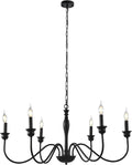 Black 6 Lights Candle Chandelier O942