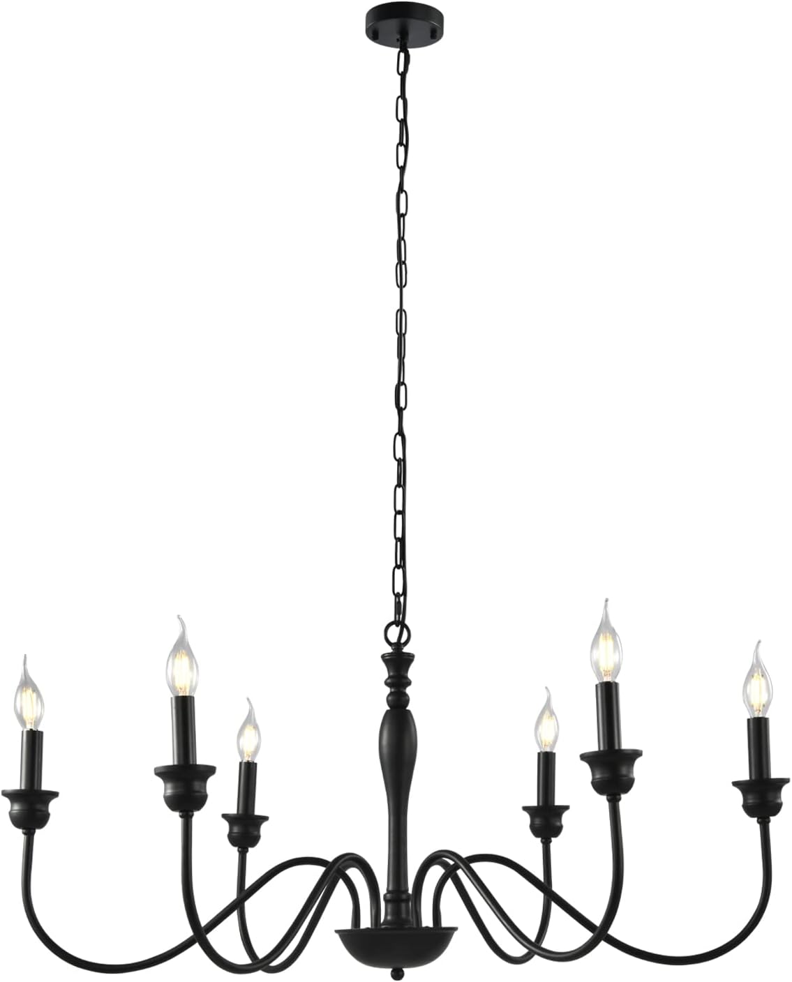 Black 6 Lights Candle Chandelier O942