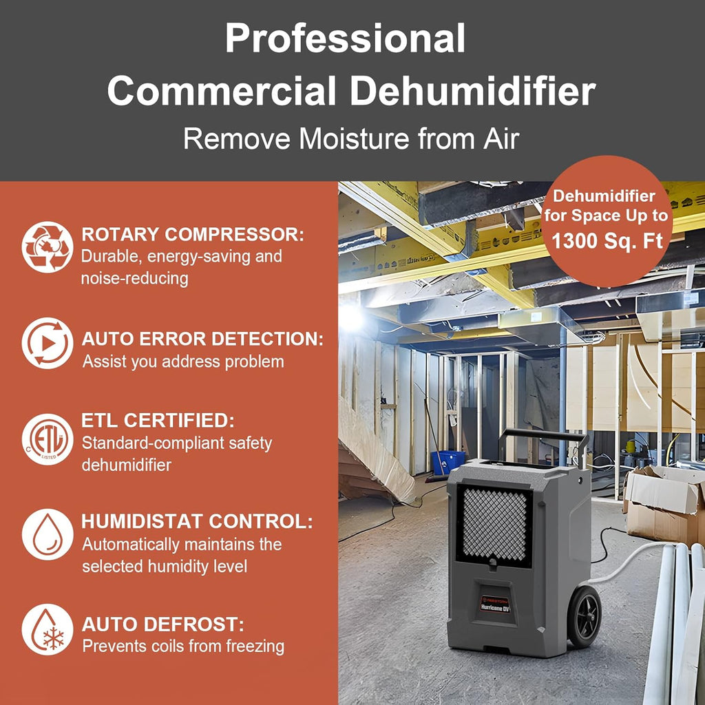 110 Pints Commercial Dehumidifier with Pump and Drain Hose G273246