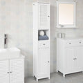 White Tall Bathroom Storage Cabinet with Shelves and Drawers R5323