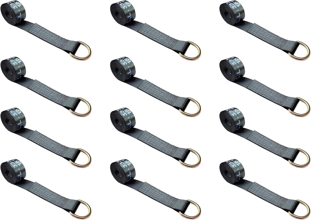 2” x 10’ D-Ring Lasso Strap & Recovery Auto Tie Down (Green, 50 - Pack) C70904