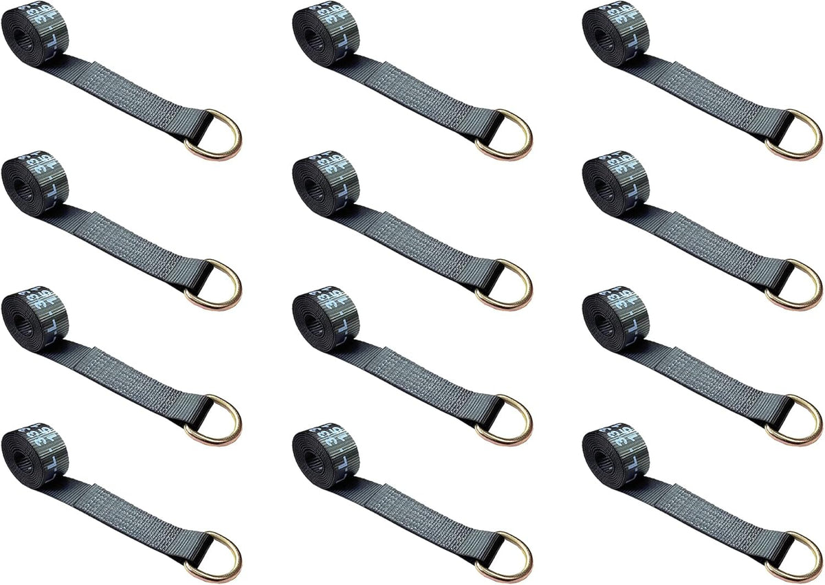 2” x 10’ D-Ring Lasso Strap & Recovery Auto Tie Down (Green, 50 - Pack) C70904