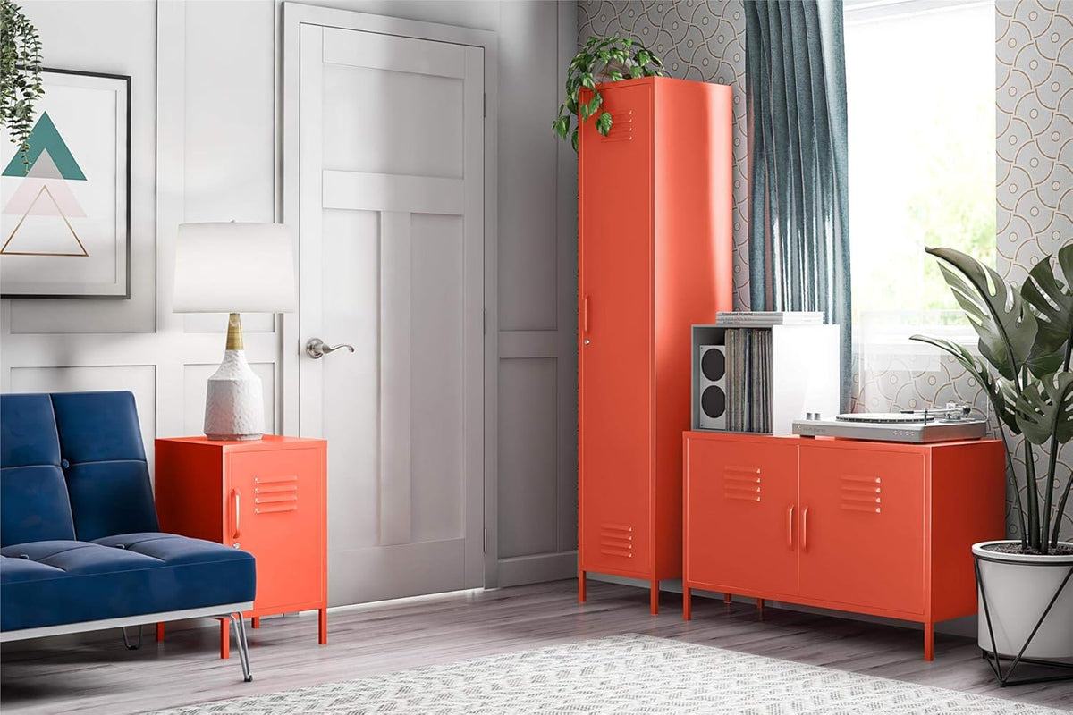 Orange Metal Locker End Table A932