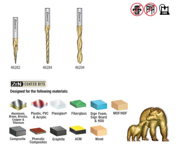 3-Pc CNC 2D/3D Carving Ball Nose Router Bit Y9128