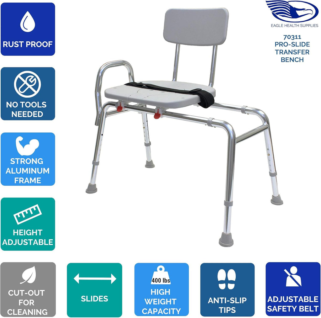 Bathtub Transfer Bench and Sliding Shower Chair with Cut Out L586385