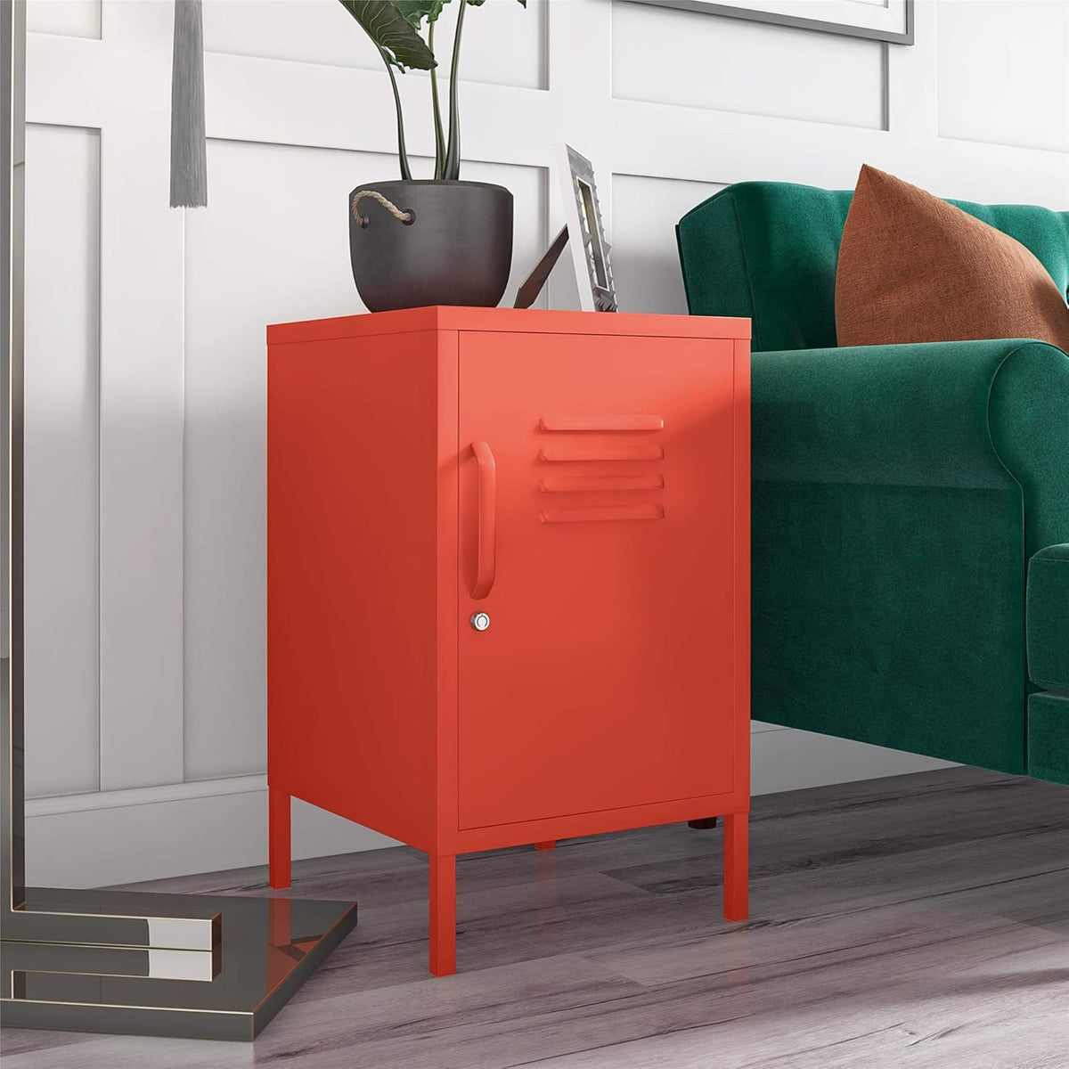 Orange Metal Locker End Table A932