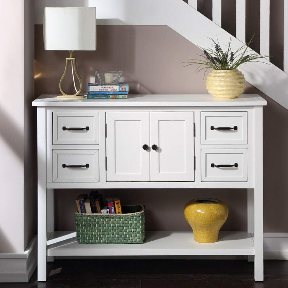Green Wood Buffet Storage Cabinet with Drawers D8113