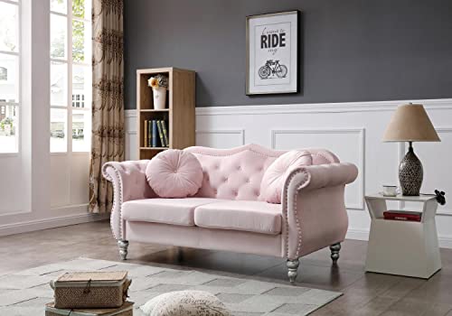 Pink Velvet Loveseat D3037