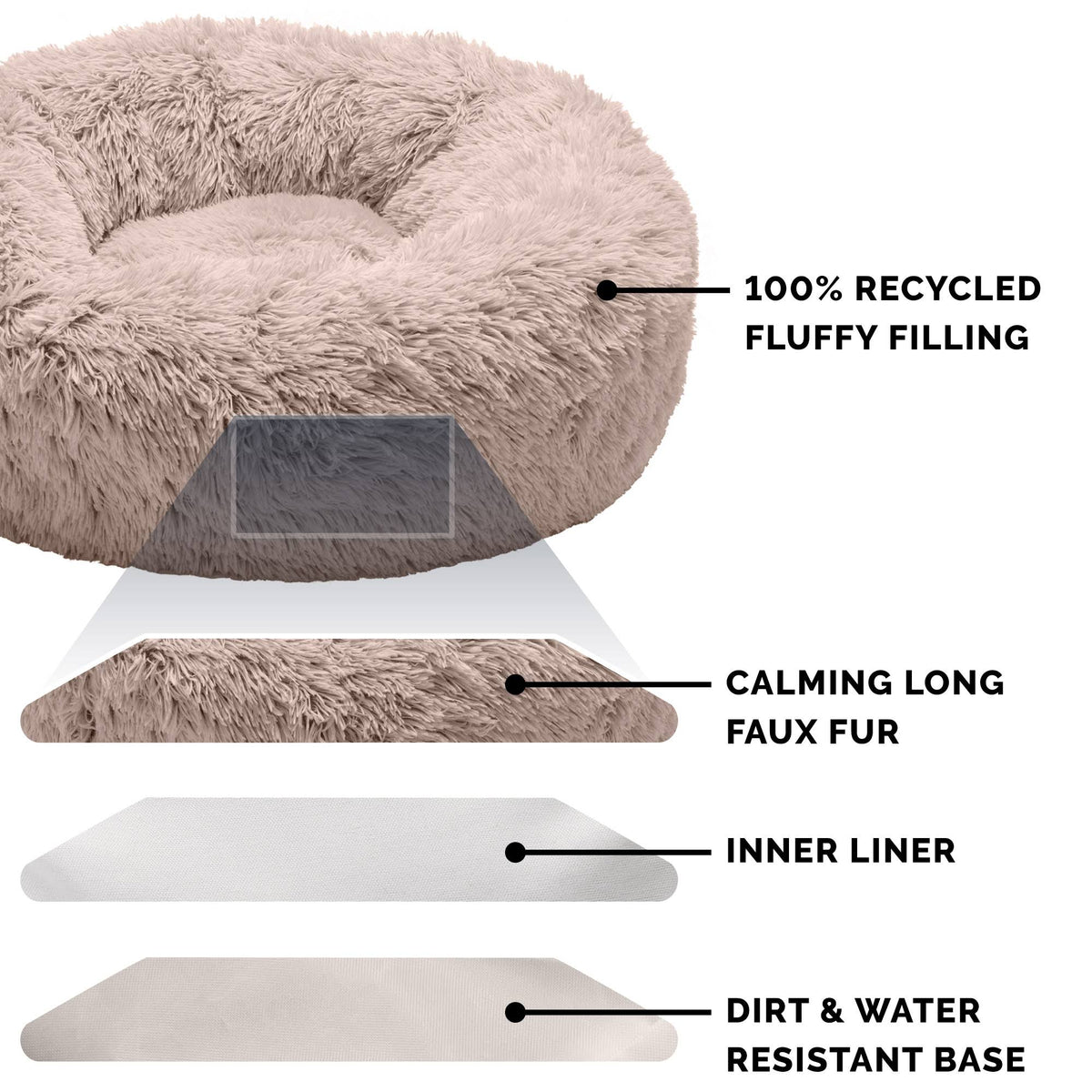 Long Fur Donut Dog Bed V48628