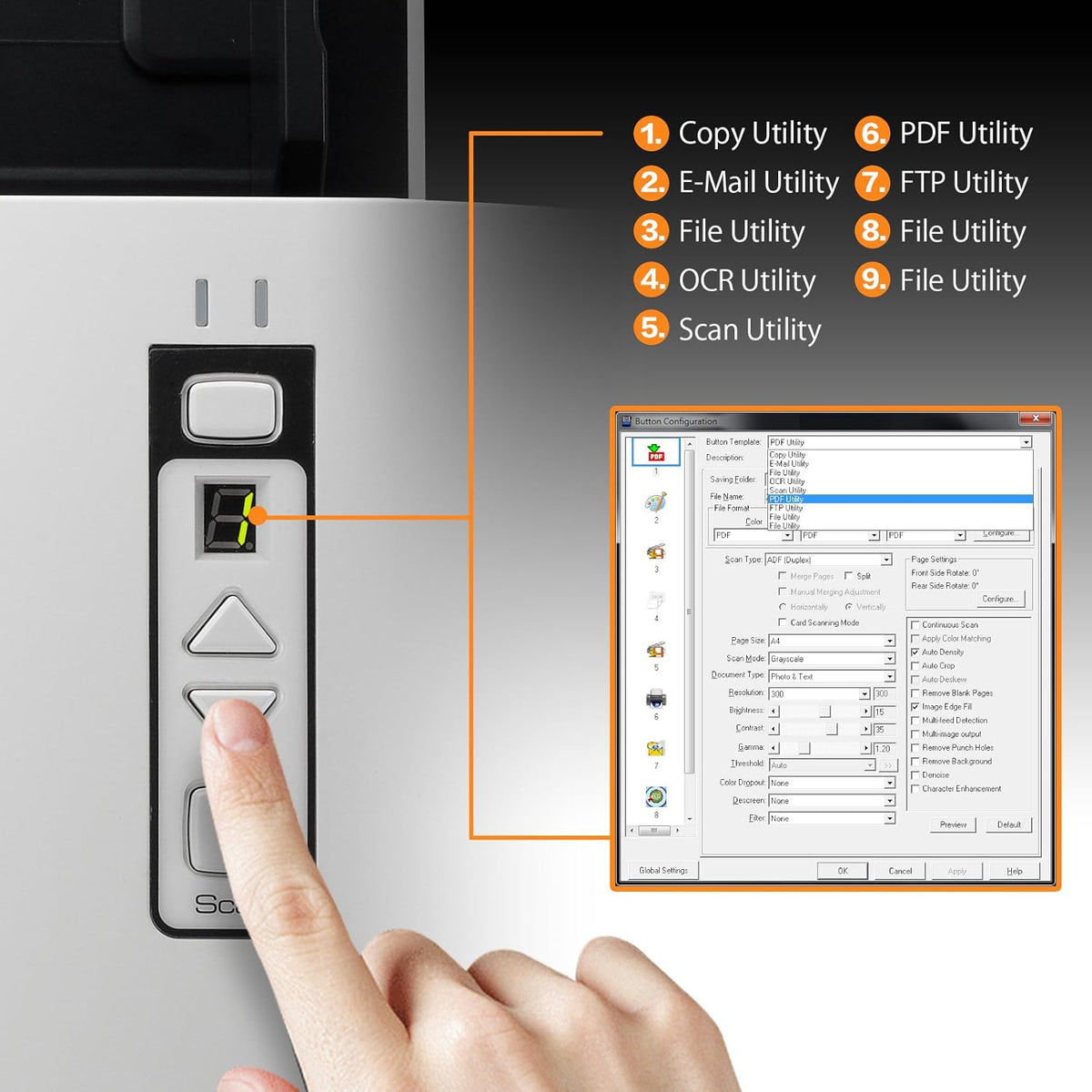 100 Page ADF 80ppm A3 Document Scanner O493966