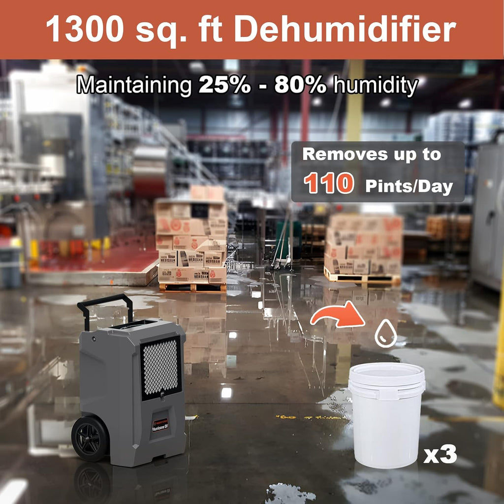 110 Pints Commercial Dehumidifier with Pump and Drain Hose G273246
