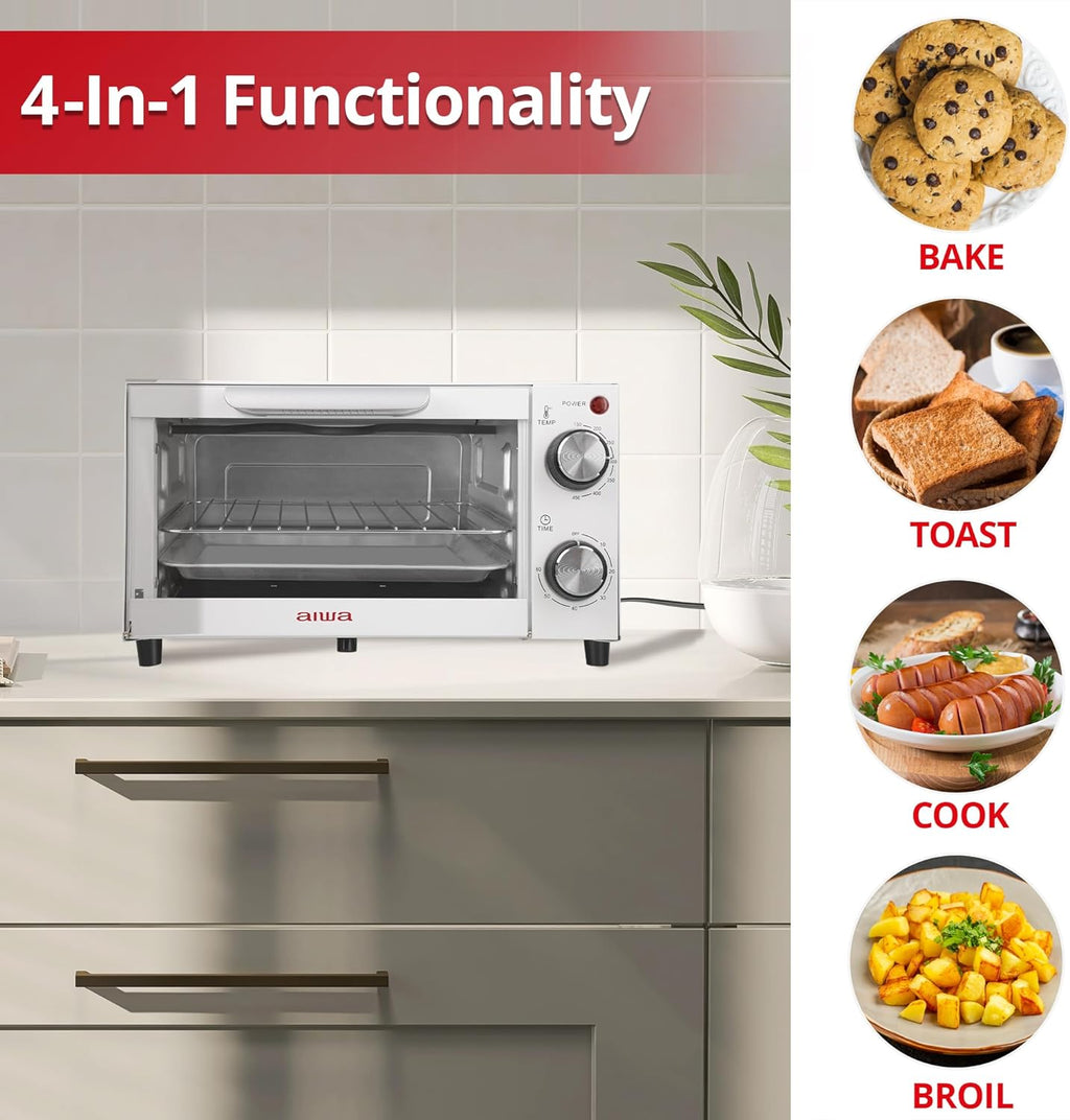750W 4 Slice Toaster Oven with Baking Tray S137756