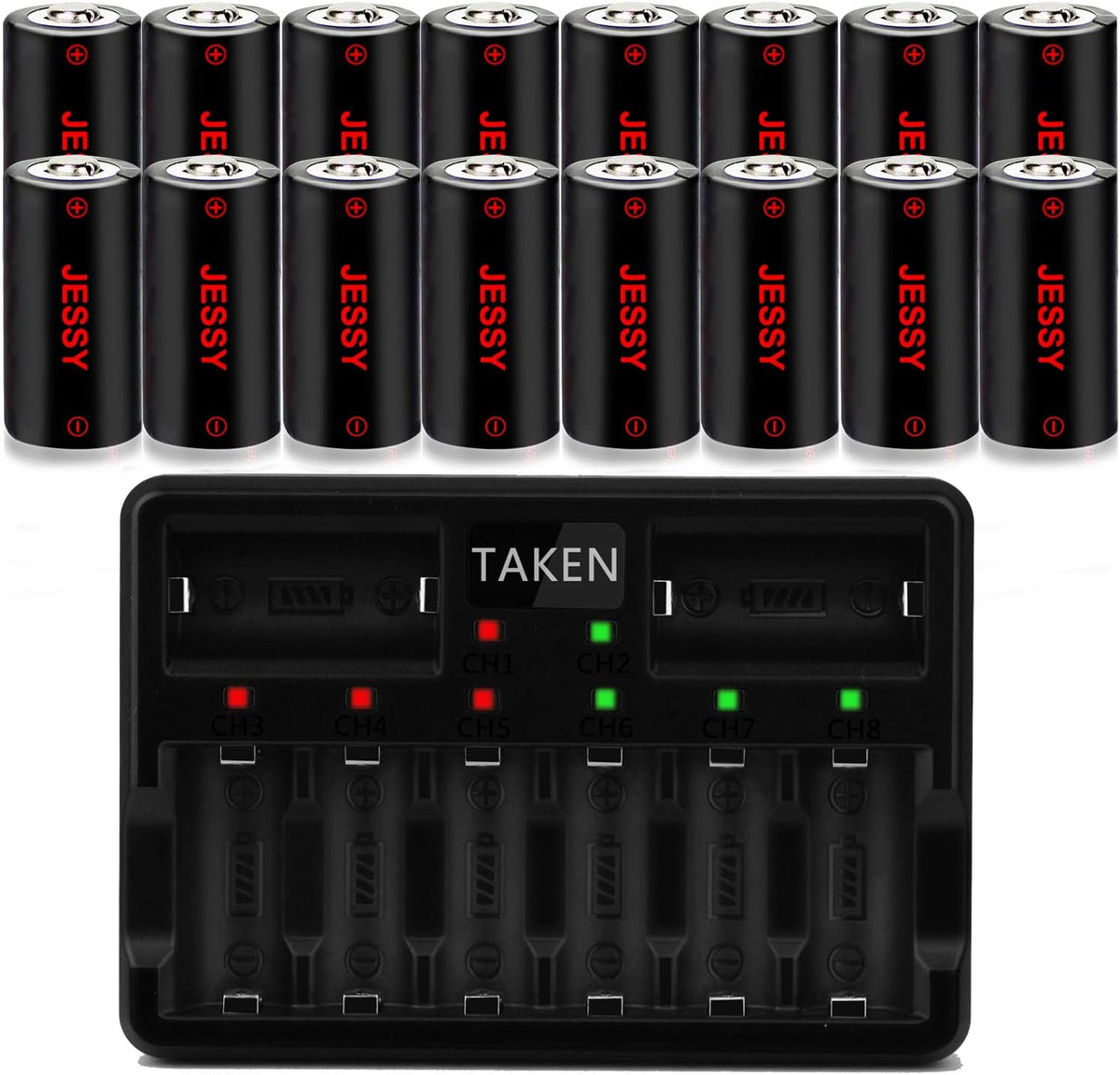 CR123A Rechargeable Lithium Batteries 16 Pack with Charger V1692