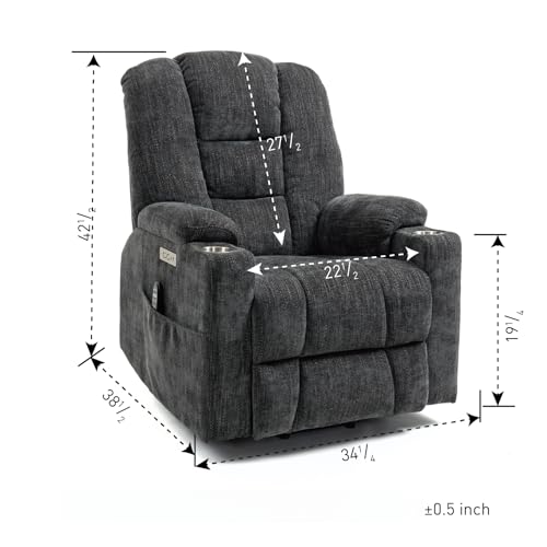 Grey Power Lift Recliner Chair with Massage and Heat H4625