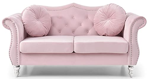 Pink Velvet Loveseat D3037