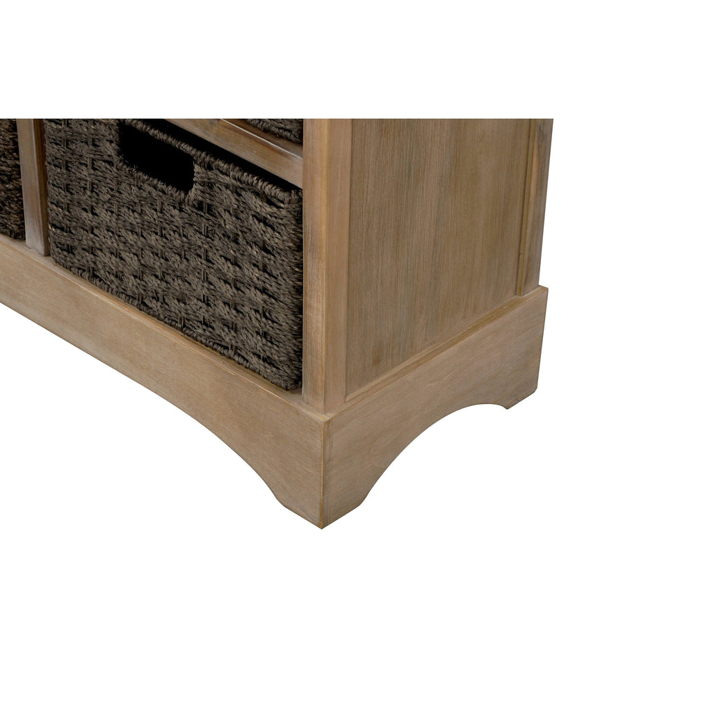 Rustic Storage Cabinet with 2 Drawers and 4 Fabric Basket I8692