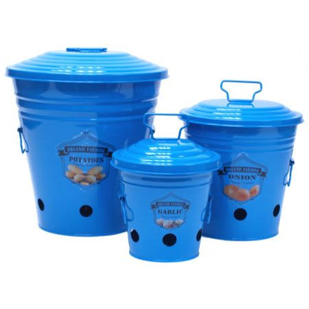 Blue 3-Piece Enameled Kitchen Canister Set J782